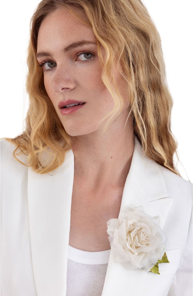 Helena Simon The White Rose Floral Brooch, Alternate, color, White