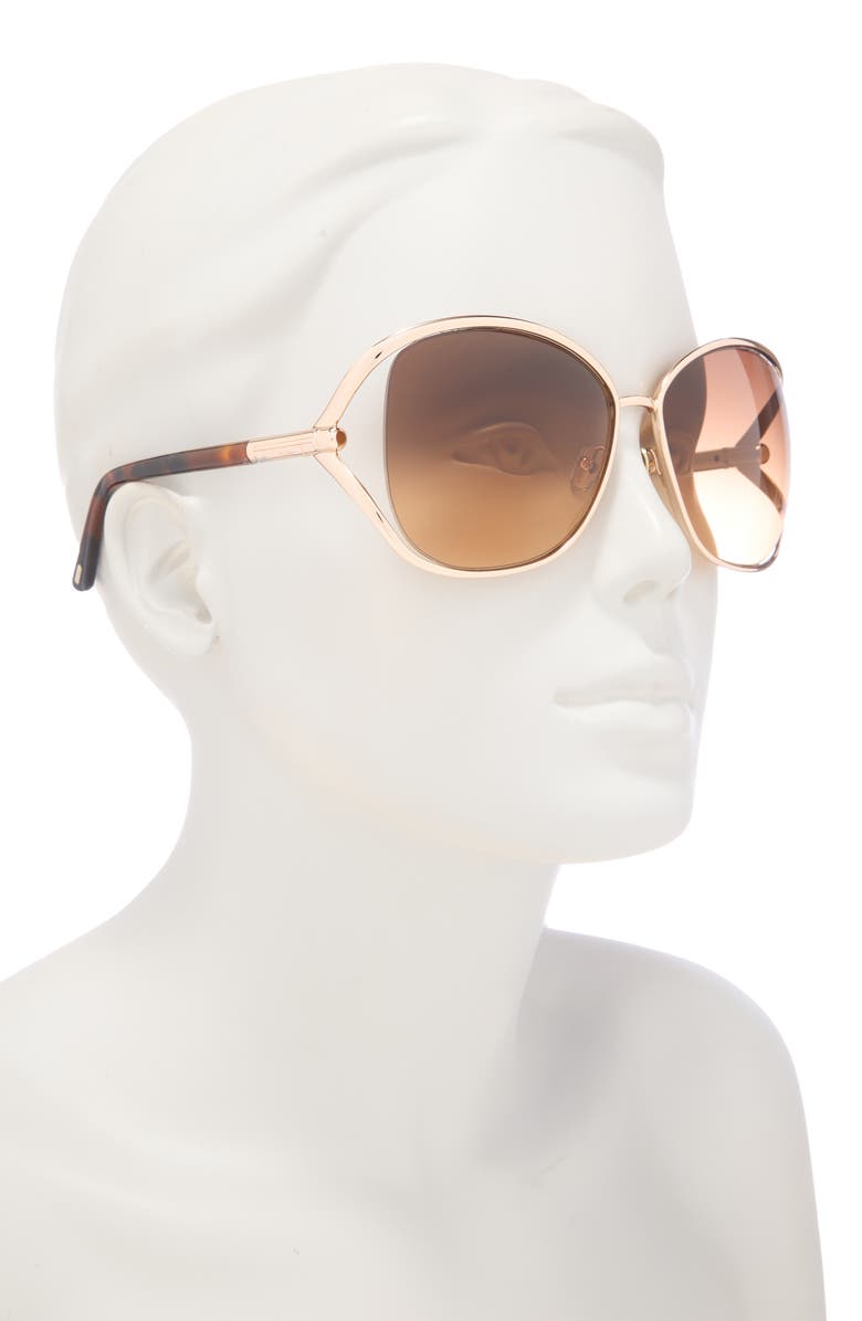 TOM FORD 62mm Round Sunglasses, Alternate, color, Shiny Rose Gold
