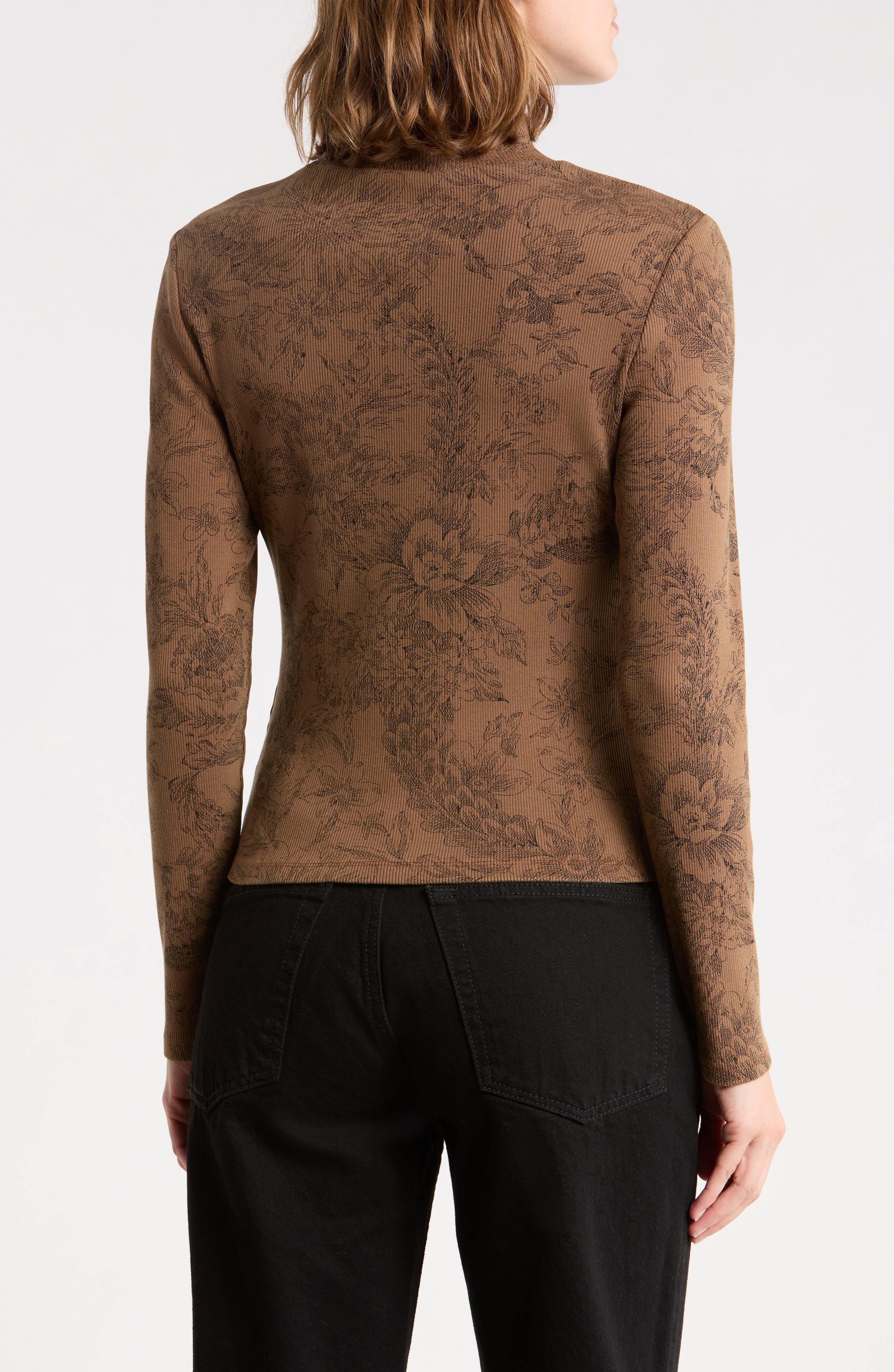 Nate Floral Print Mock Neck Top