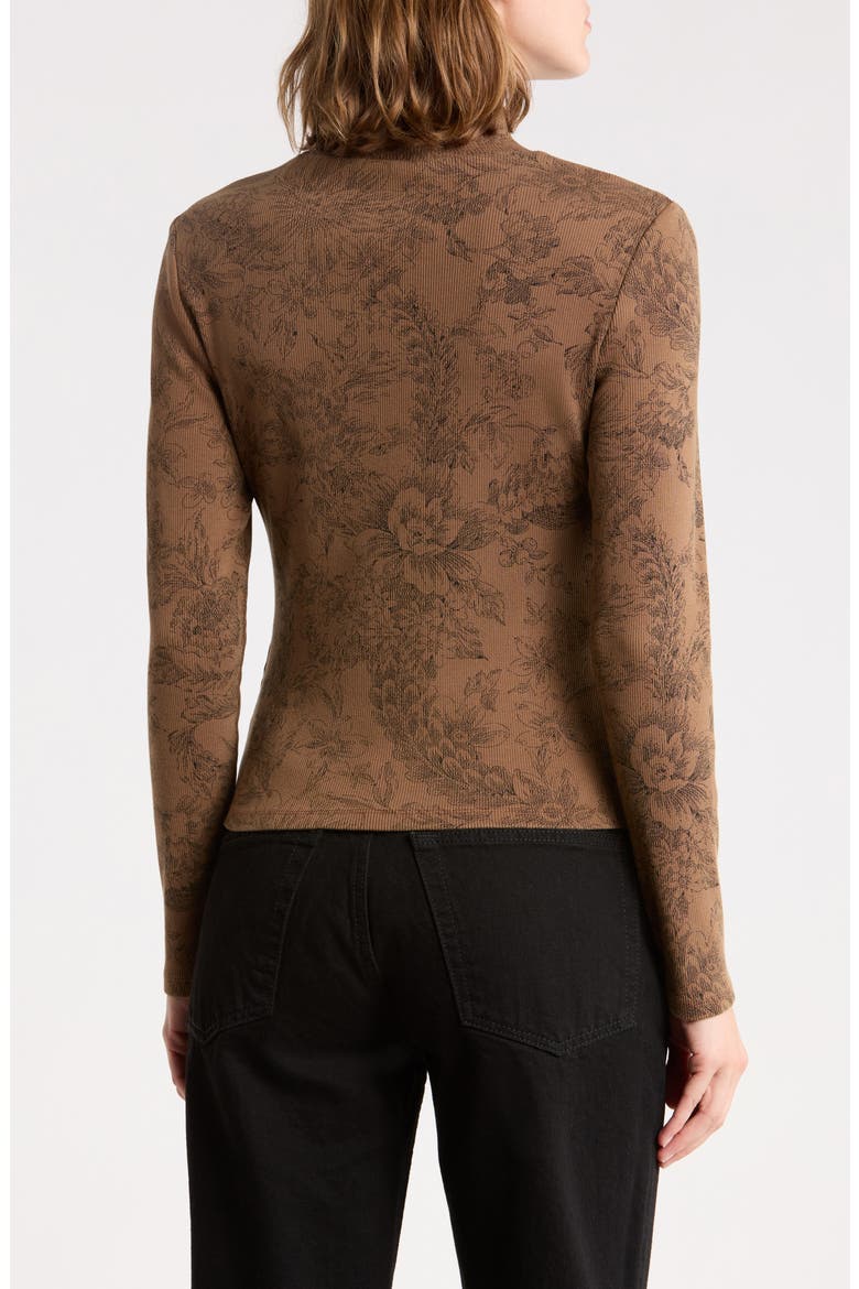 Nate Floral Print Mock Neck Top, Alternate, color, LICHEN/ BLACK