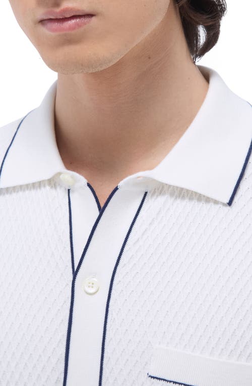 Bugatchi Tipped Short Sleeve Button-up Sweater