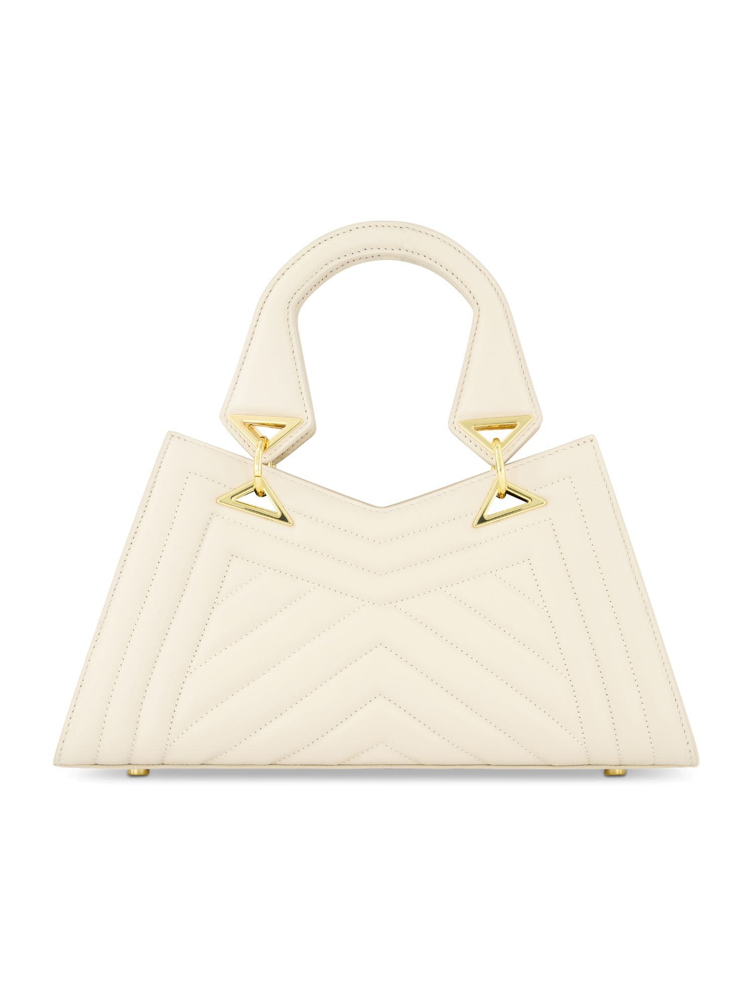 Mac Duggal Quilted Napa Leather Angular Handbag, Alternate, color, Ecru