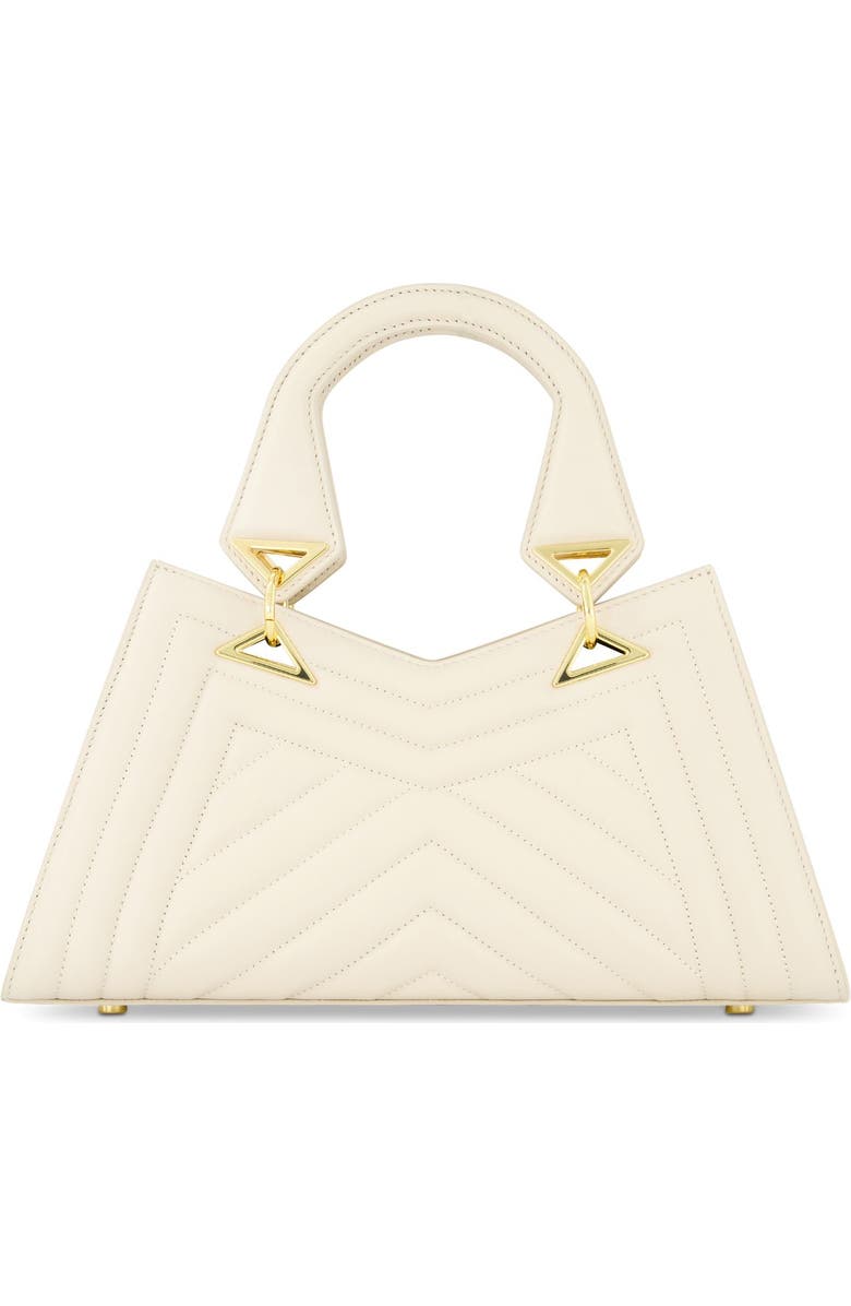 Mac Duggal Quilted Napa Leather Angular Handbag, Alternate, color, Ecru