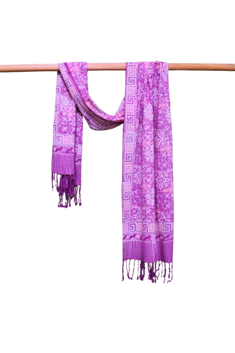 Handmade Batik Scarf, Alternate, color, Lavender Love