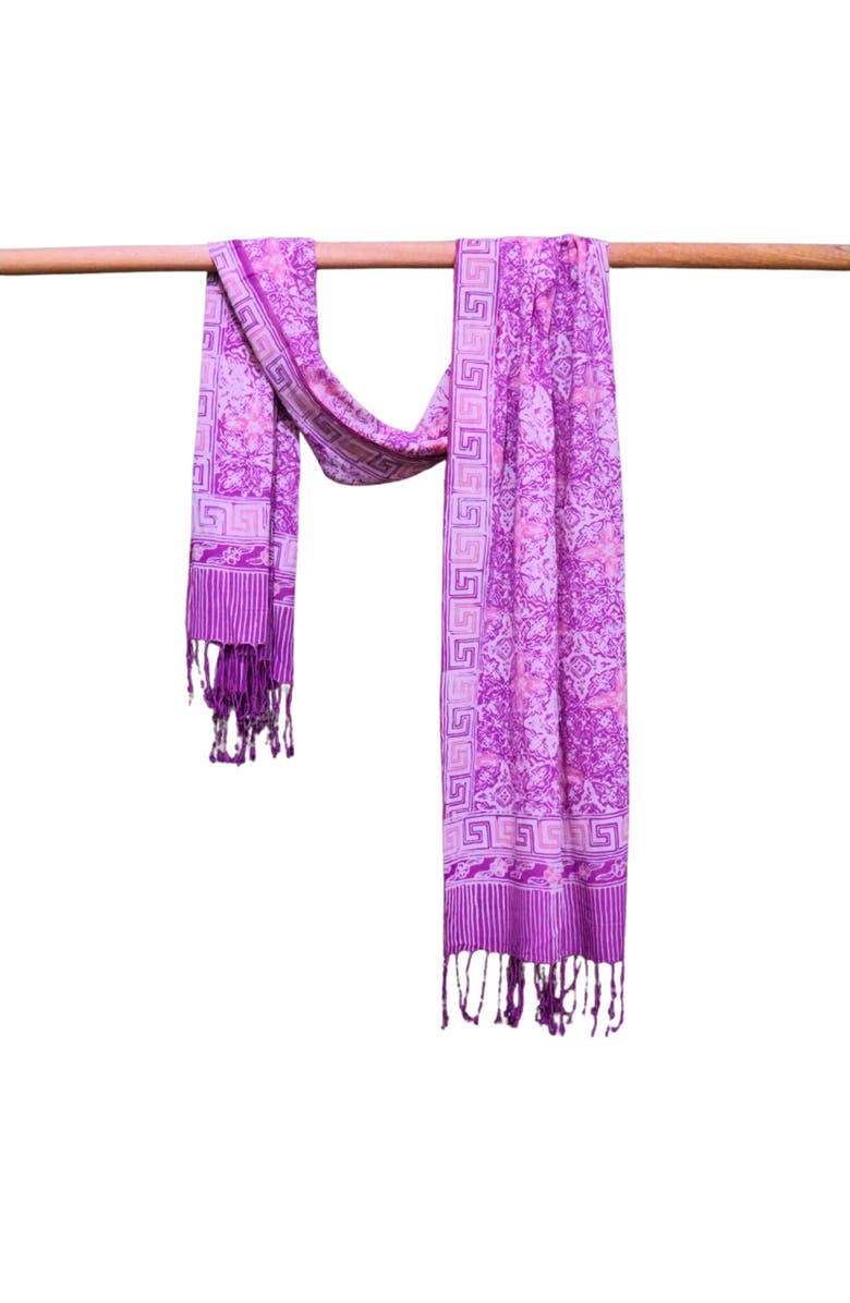 Kasih Co-op Handmade Batik Scarf, Alternate, color, Lavender Love