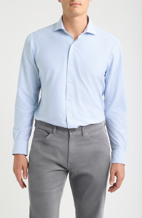 Excursionist Flex Tailored Fit Pinstripe Wrinkle Resistant Button-Up Shirt