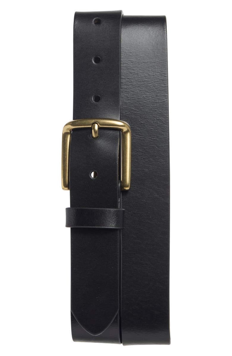 NORDSTROM RACK Leather Belt, Main, color, Black