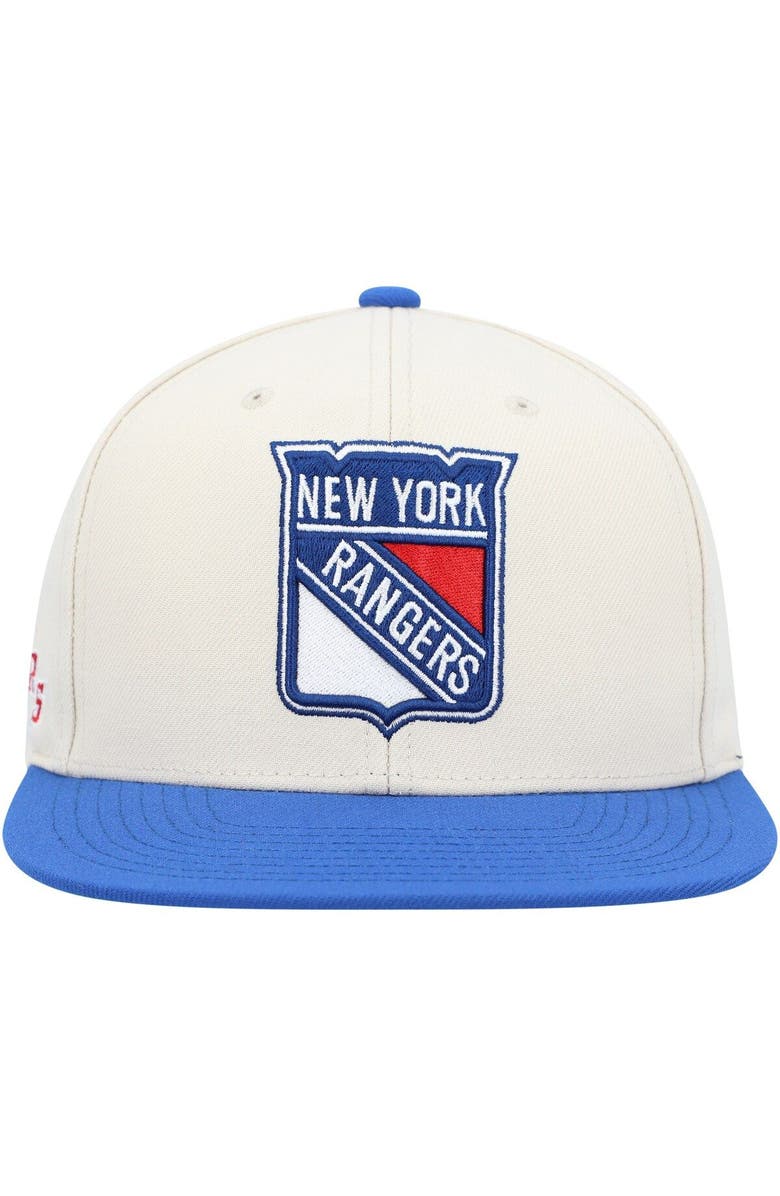 Mitchell & Ness Men's Mitchell & Ness Cream/Blue New York Rangers Vintage Snapback Hat, Alternate, color, 