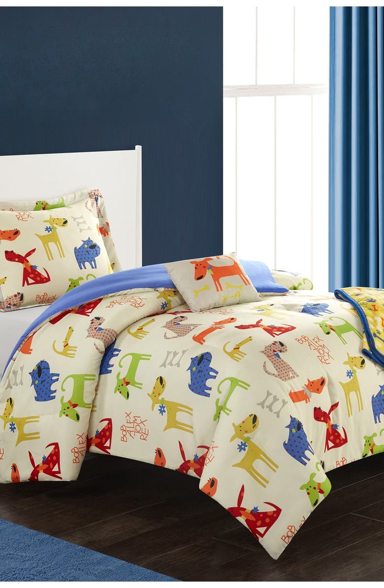 CHIC Full Pet Corral Colorful "Man's Best Friend" Dog Comforter Set - Blue, Alternate, color, 