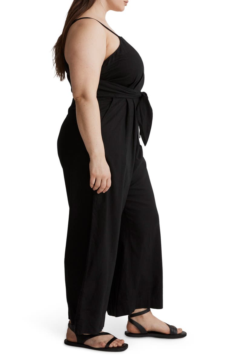 Madewell Tie Waist Crop Wide Leg Jumpsuit, Alternate, color, 