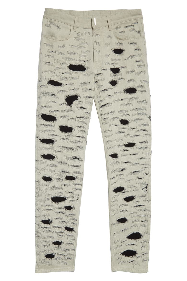 Disney x Givenchy '101 Dalmatians' Destroyed Slim Fit Jeans, Alternate, color, WHITE/ BLACK