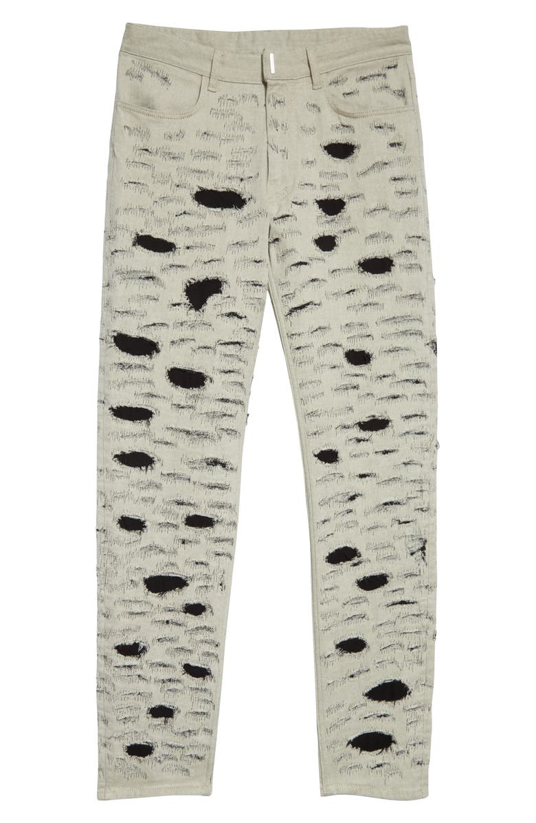 Givenchy Disney x Givenchy '101 Dalmatians' Destroyed Slim Fit Jeans, Alternate, color,
