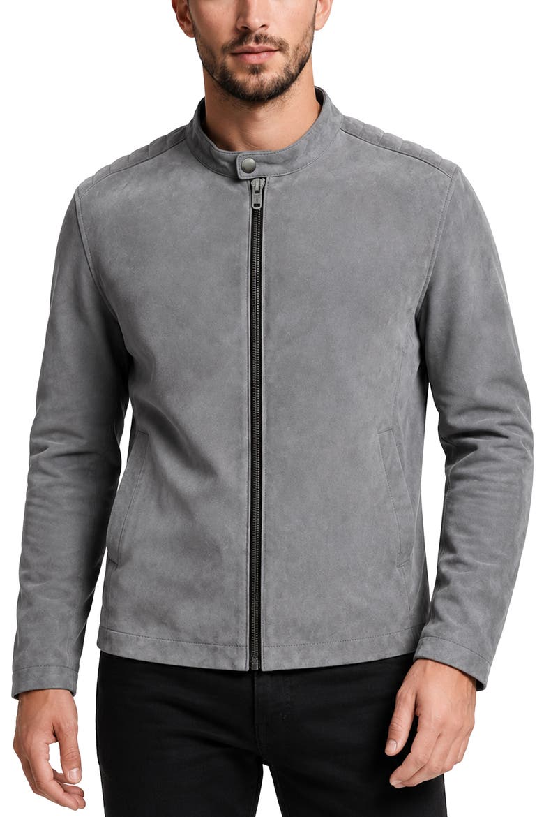 Goat Suede Antique Jacket, Main, color, GRAY
