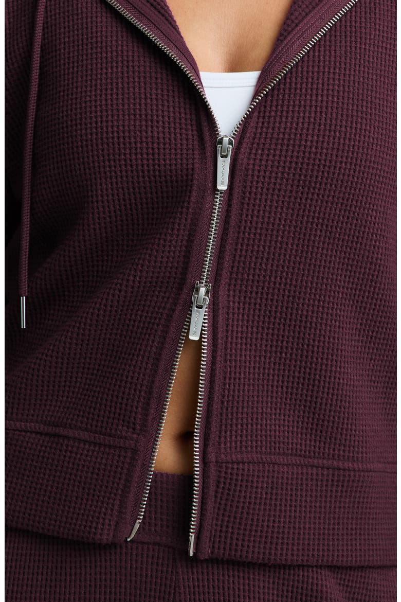 Rest Day Waffle Full Zip Hoodie, Alternate, color, CABERNET