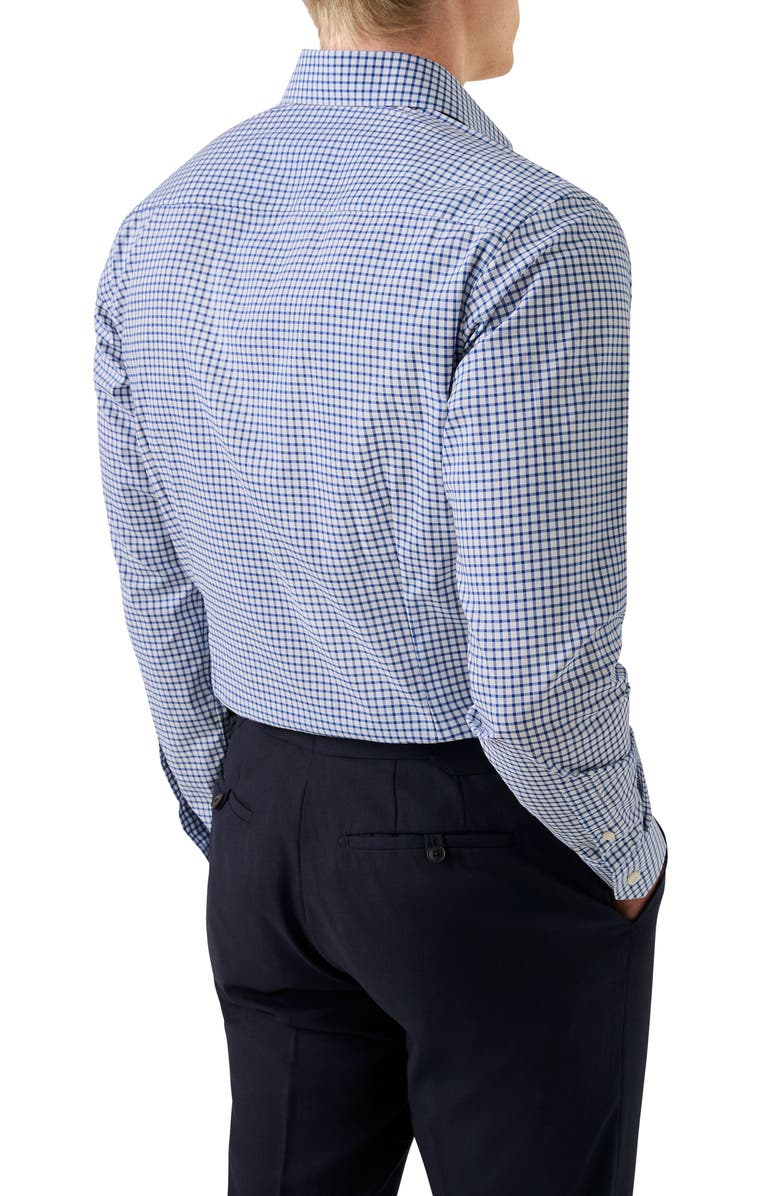 Eton Slim Fit Check Cotton Dress Shirt, Alternate, color, Medium Blue