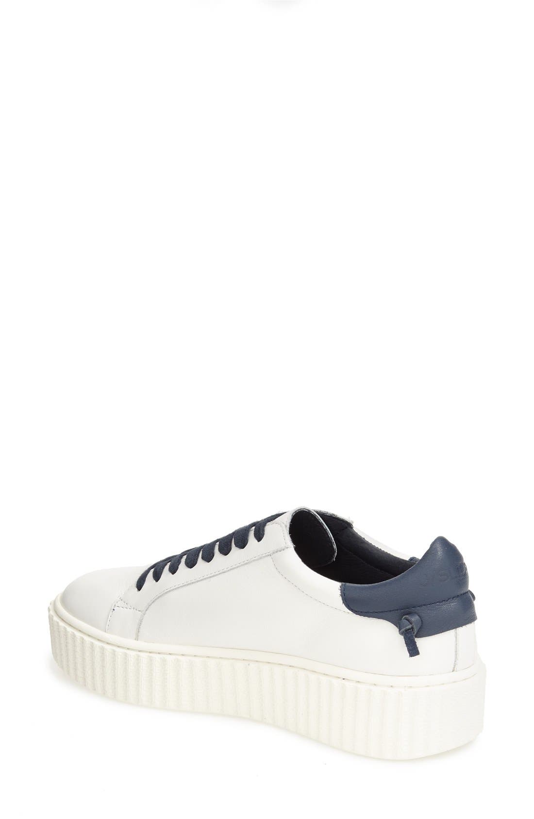 'Parker' Platform Sneaker, Alternate, color, WHITE/ NAVY LEATHER