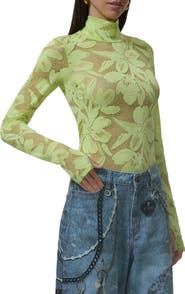 AFRM Zadie Turtleneck Sheer Lace Top