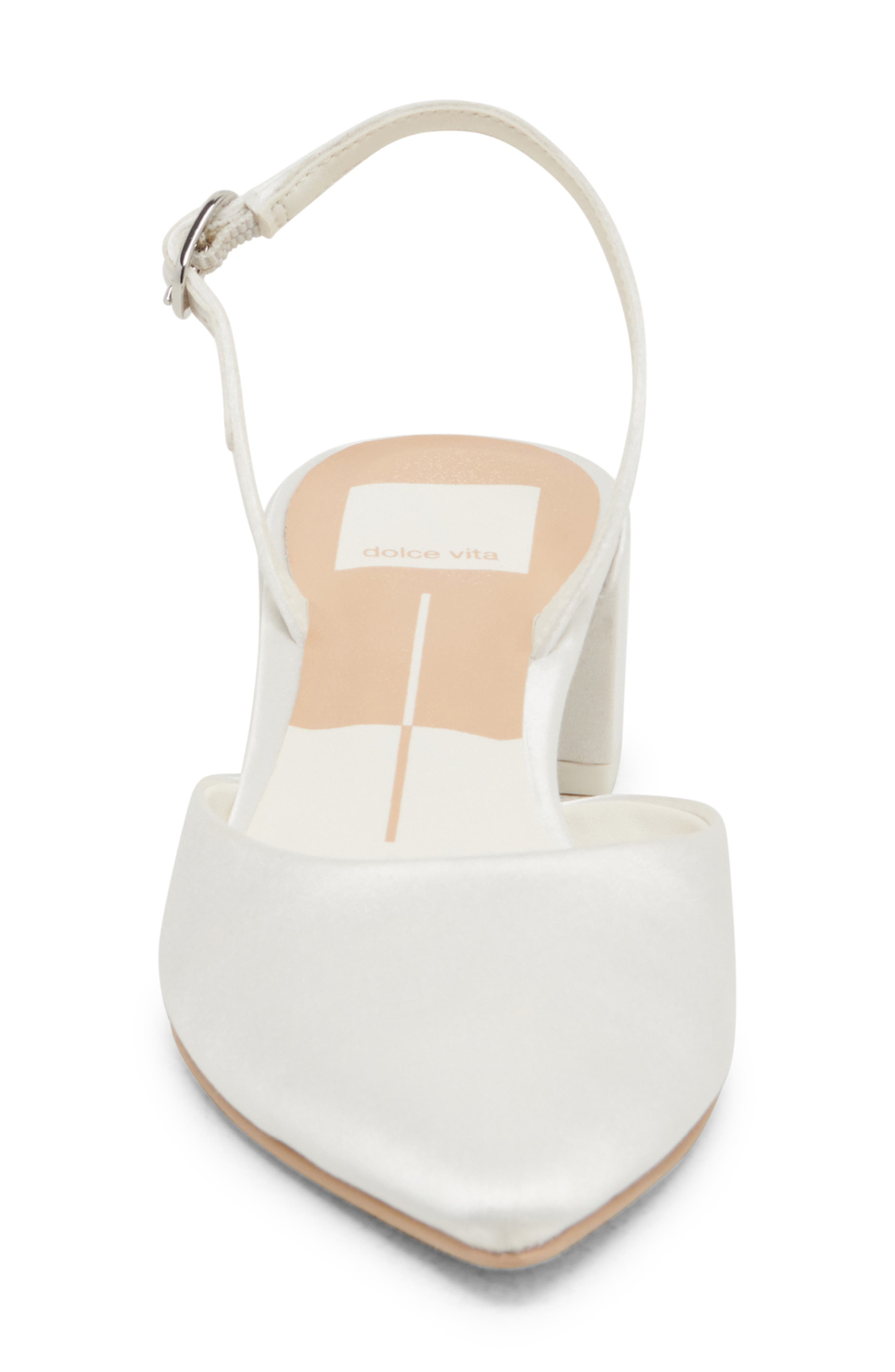 Dolce Vita Carel Pointed Toe Slingback Pump, Alternate, color, True White Satin