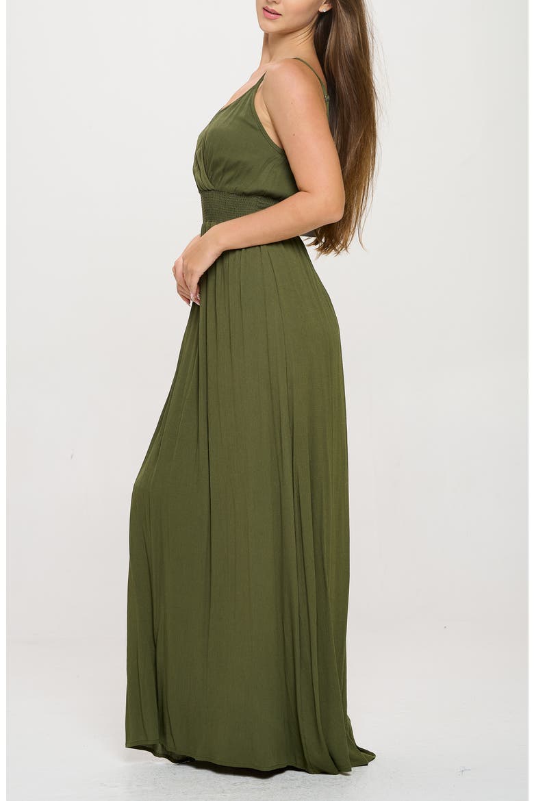 Solid Sleeveless Gauze Maxi Dress, Alternate, color, OLIVE