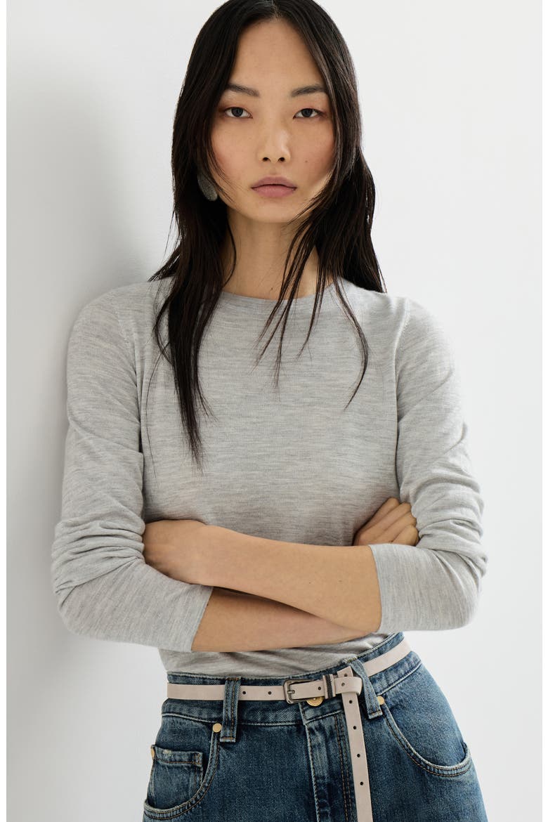 Cashmere and silk sweater, Alternate, color, Light Grey