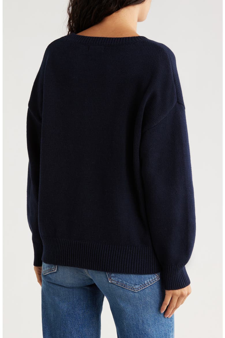 Teddy Bear Pullover Sweater, Alternate, color, NAVY