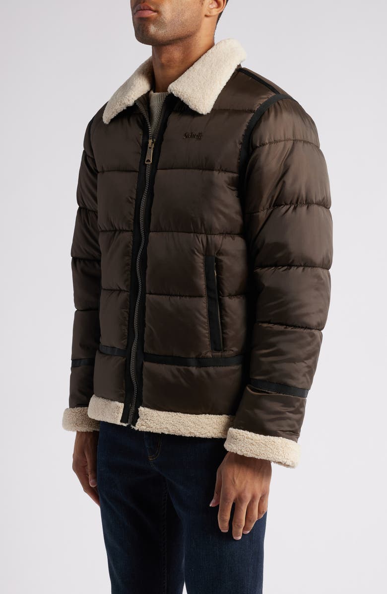 Schott NYC B-3 Fleece Trim Puffer Coat, Alternate, color, 