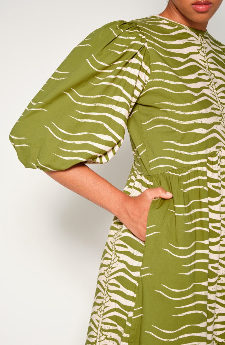 The Lulo Project Armenia Asymmetric Ruffle Maxi Dress, Alternate, color, Green Snake