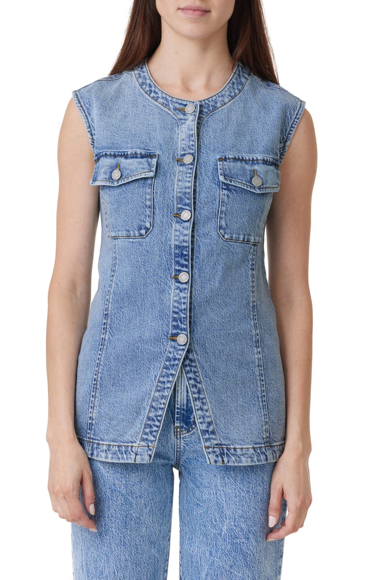 Habitual Longline Denim Vest, Main, color, 