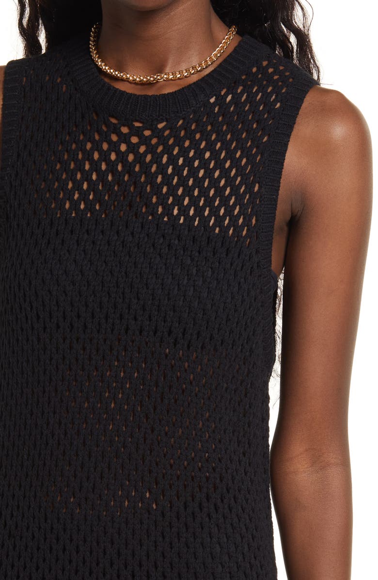 Open Edit Open Stitch Sleeveless Cotton Blend Sweater Dress, Alternate, color,