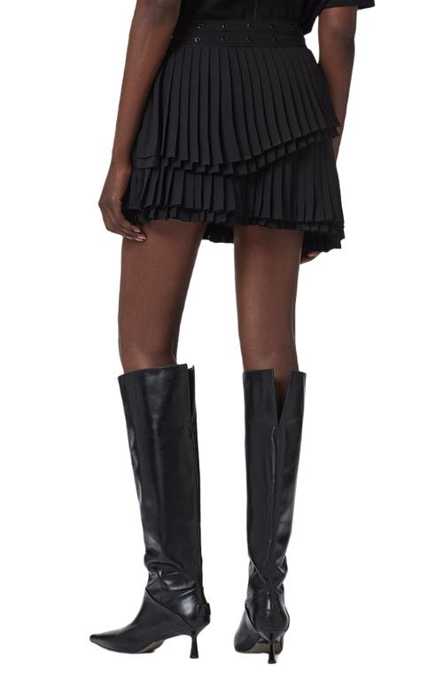 Allsaints Oona Pleated Asymmetric Miniskirt In Black