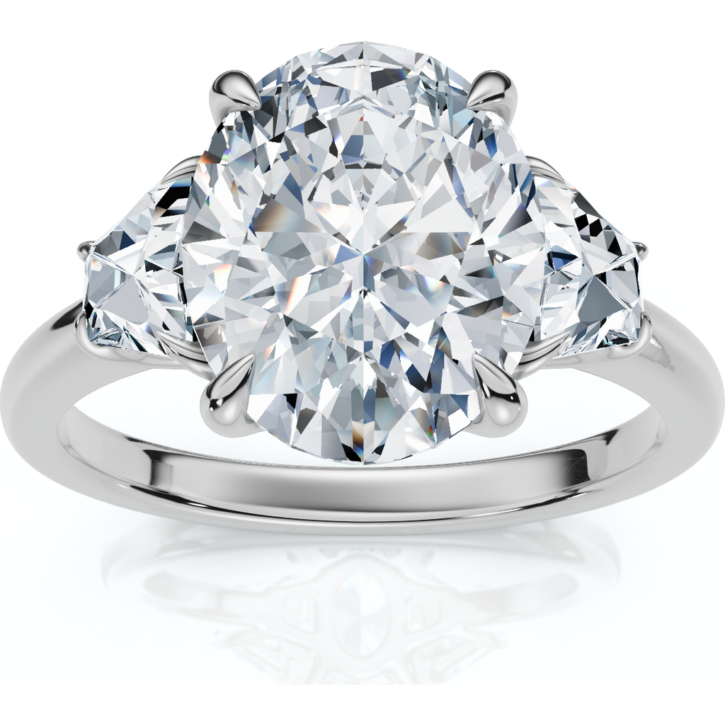 Bliss Diamond Certified 2.63ct Oval & Trapezoid Diamond Ring 14k Gold Or Platinum Lab Grown