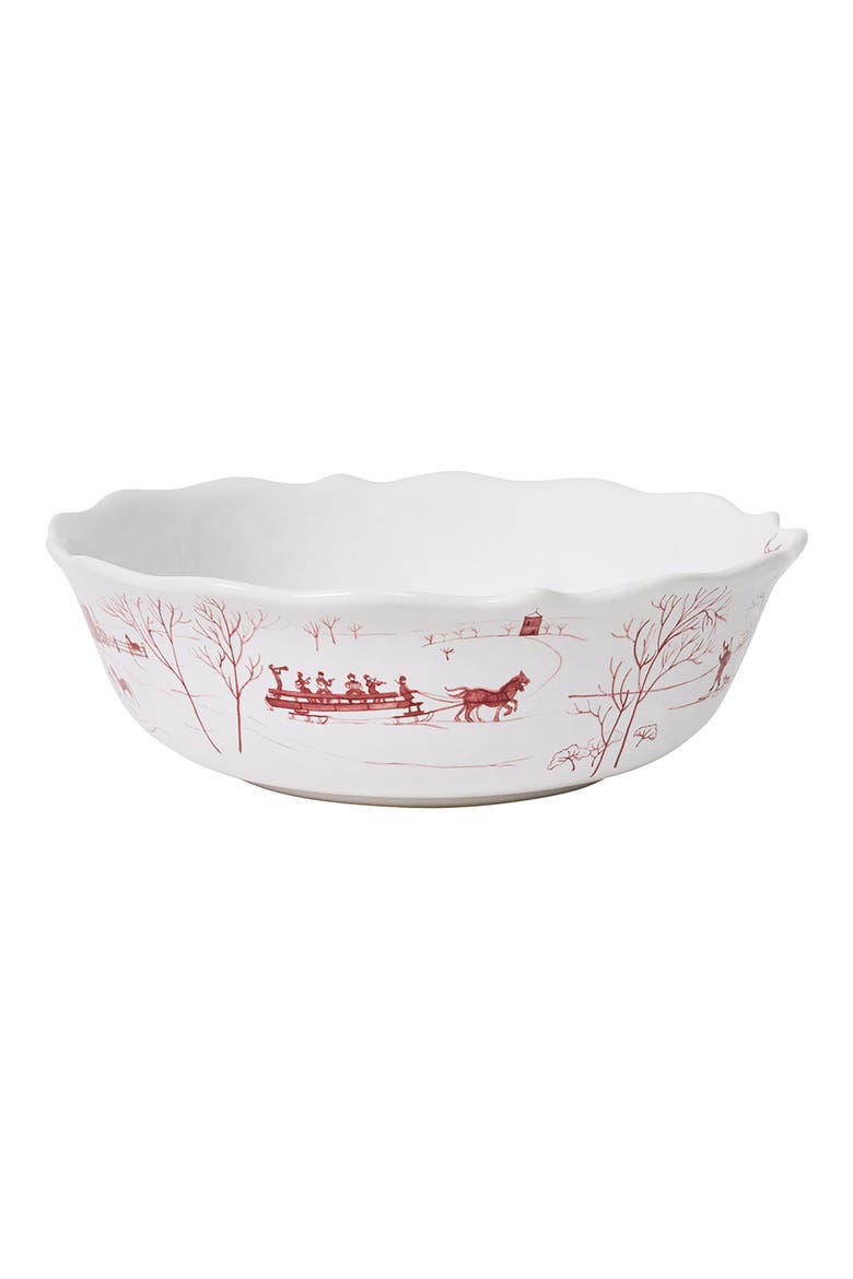 Country Estate Winter Frolic Serving Bowl, Alternate, color, RUBY