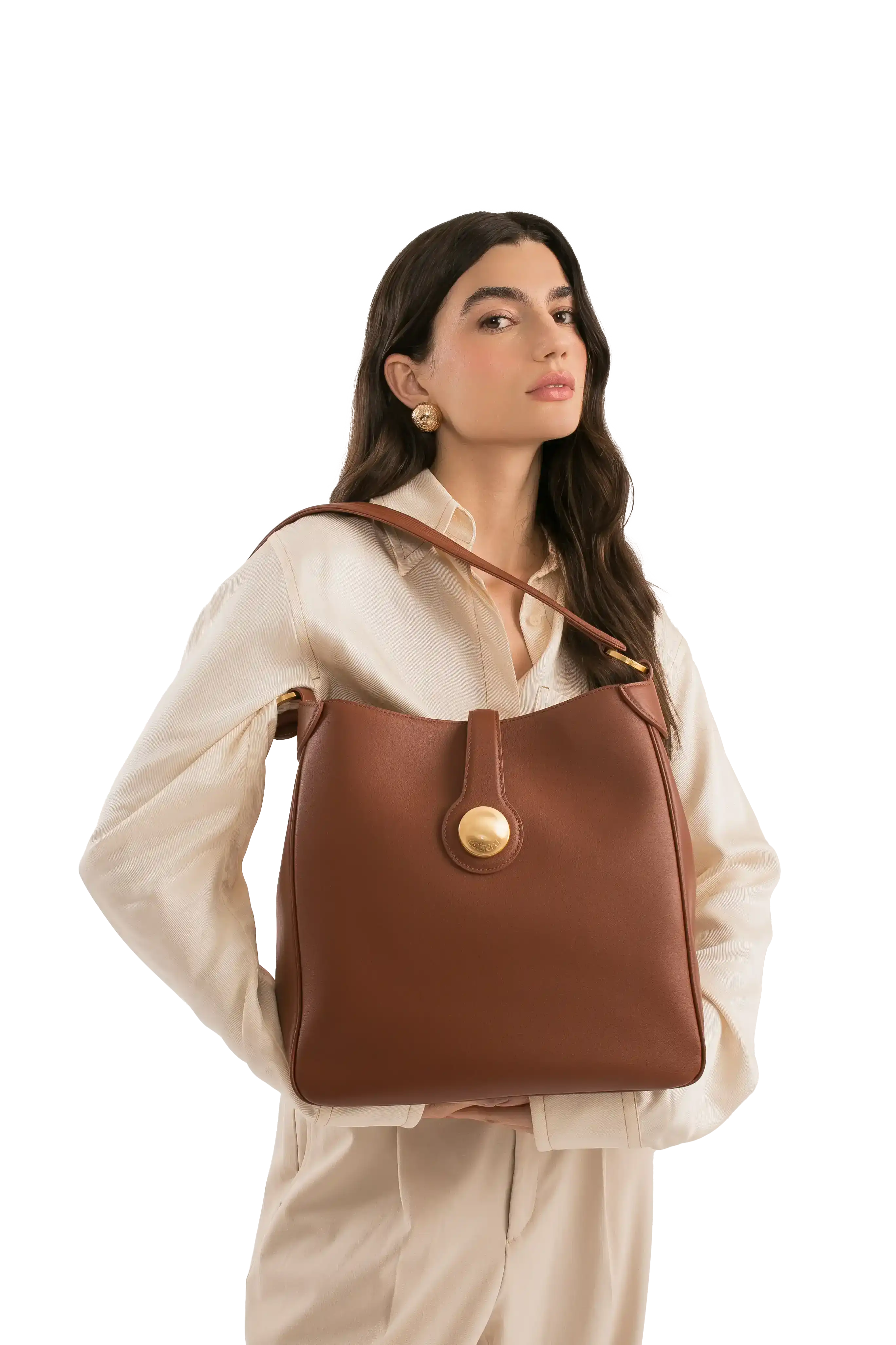 Esthera 9AM Leather Shoulder Bag, Alternate, color, Brown