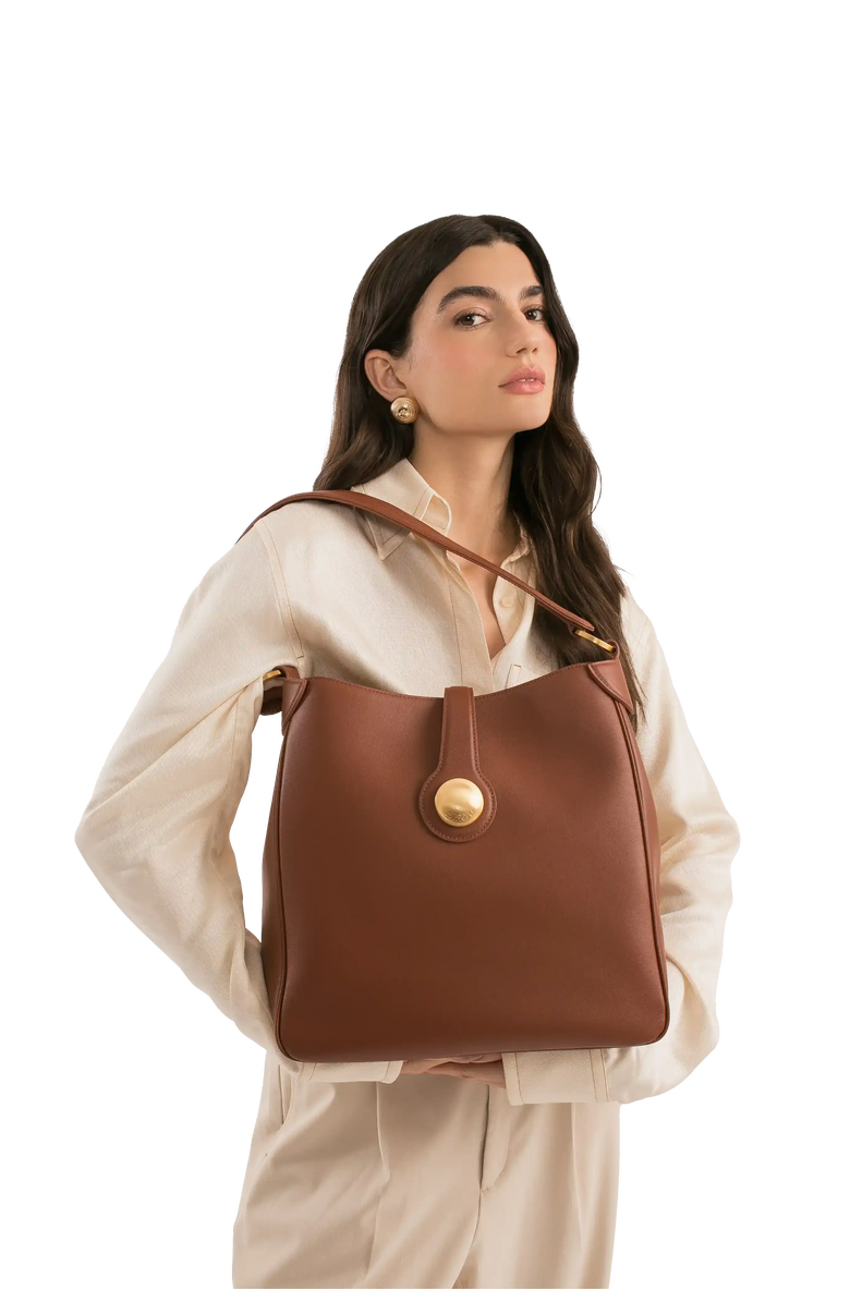 Esthera 9AM Leather Shoulder Bag, Alternate, color, Brown
