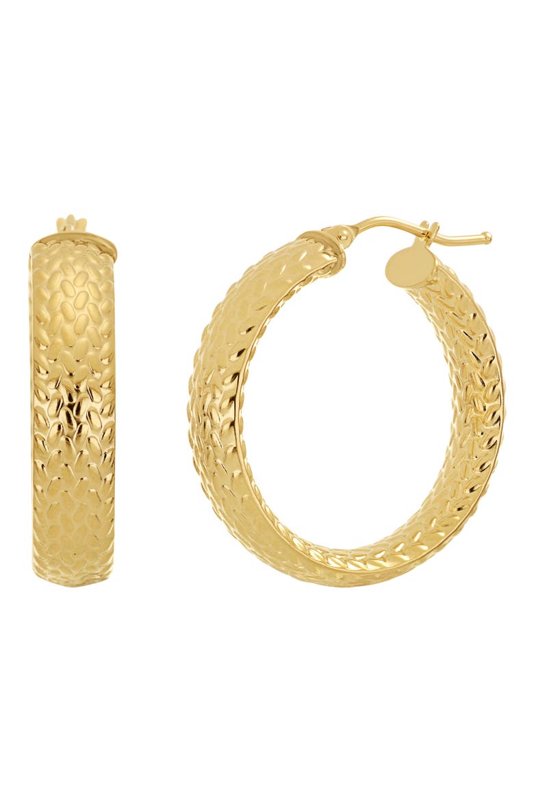 14K Gold Textured Hoop Earrings (Nordstrom Exclusive), Main, color, 14K YELLOW GOLD