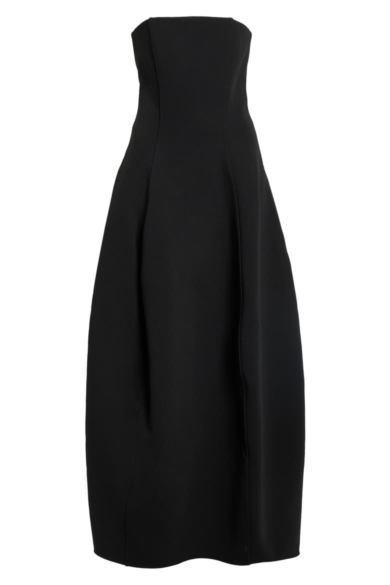 Strapless Crepe Balloon Dress, Alternate, color, WASHED BLACK
