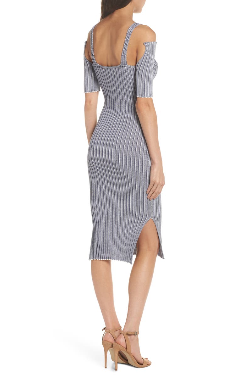 CAARA Cold Shoulder Ribbed Knit Body-Con Dress, Alternate, color,