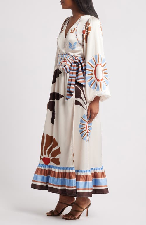 CIEBON CIEBON WILLOW PRINT LONG SLEEVE SATIN MAXI DRESS