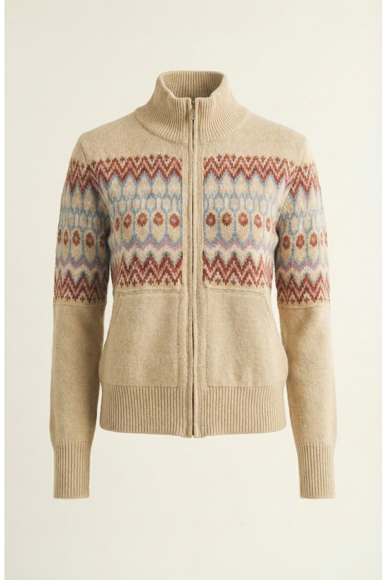 Fair Isle Zip Cardigan with Ribbed Trim, Alternate, color, Fair Isle