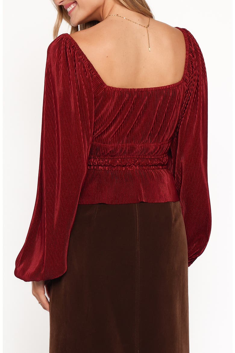 Ceppia Plissé Long Sleeve Top, Alternate, color, BURGUNDY