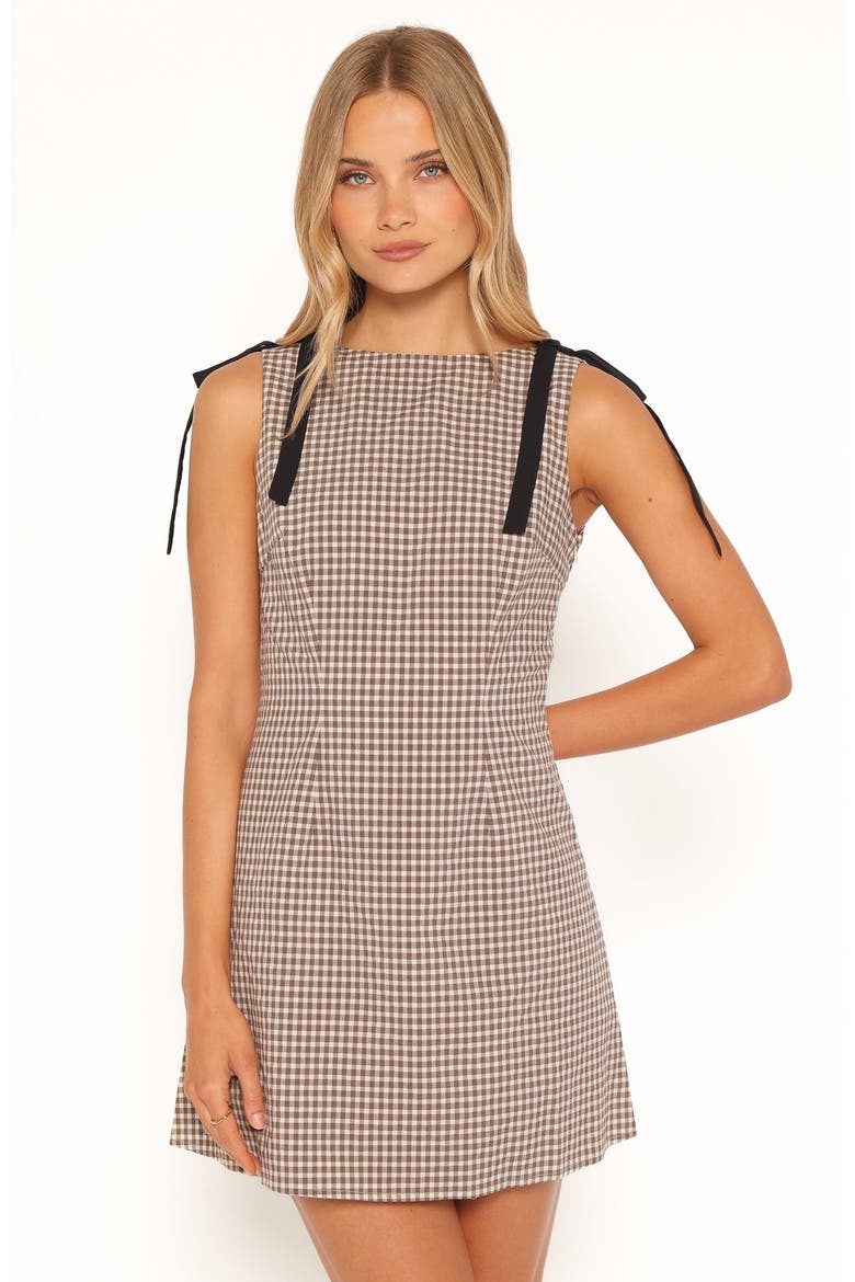 Lyric Minidress with Tie Straps, Alternate, color, BROWN CHECK