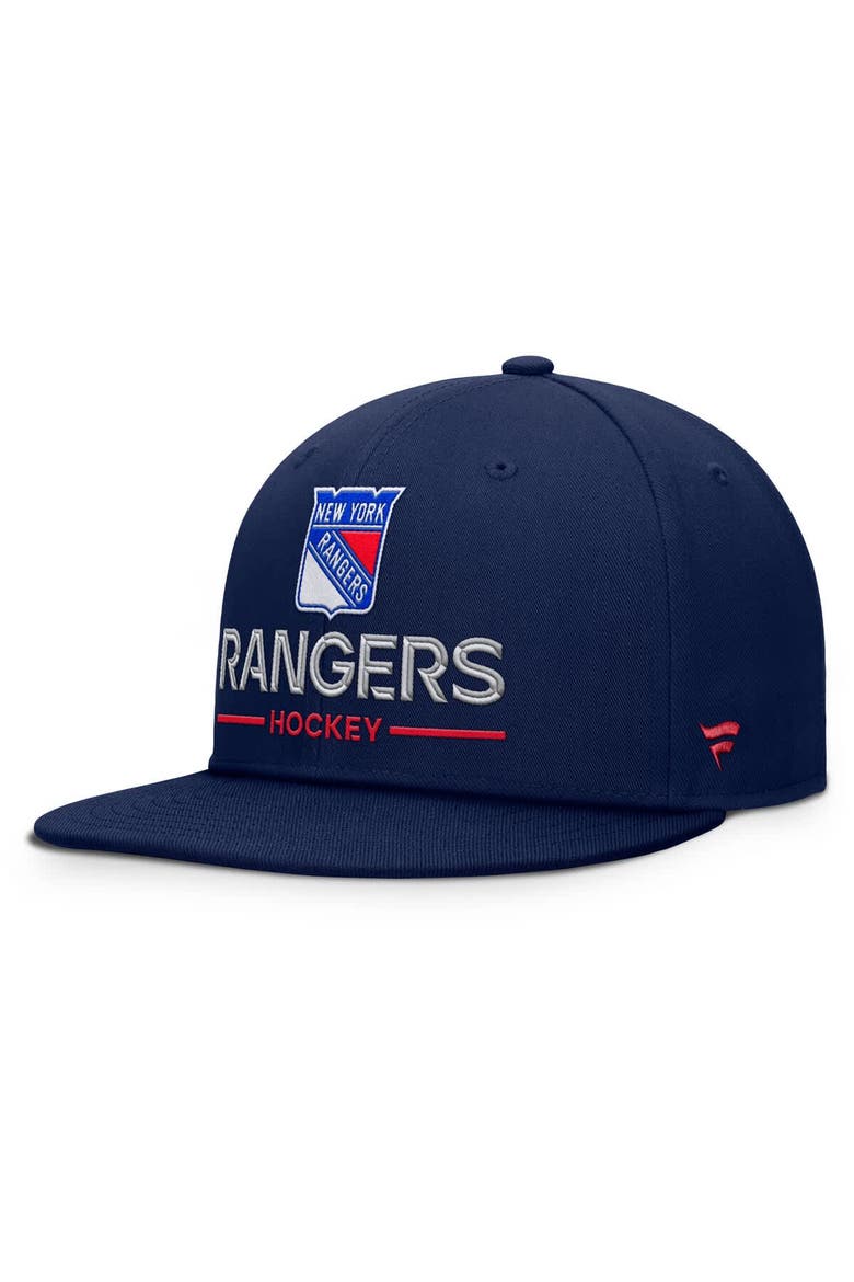 Men's Fanatics Navy New York Rangers Authentic Pro Rink Lockup Snapback Hat, Main, color, Navy
