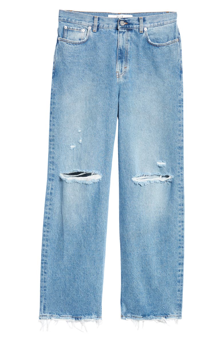 Séfr Ripped Fray Hem Wide Leg Jeans, Alternate, color, 