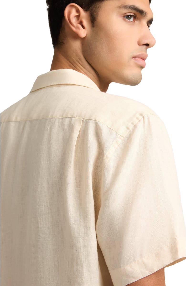 Onia Linen Pintuck Camp Shirt, Alternate, color, Natural