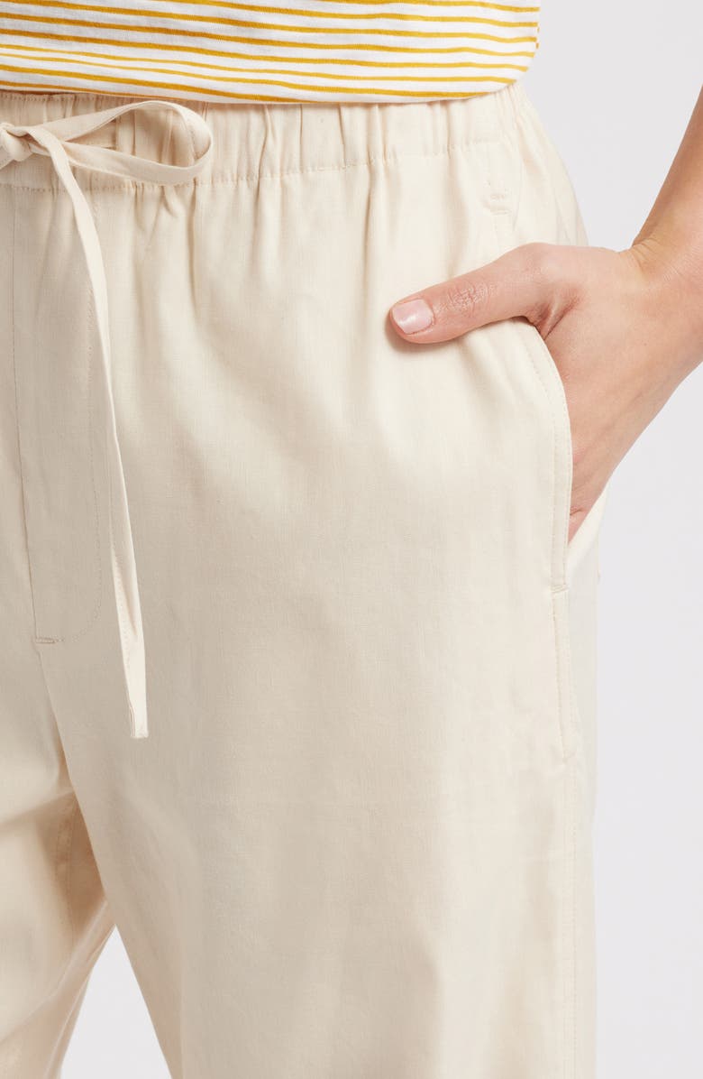 rag & bone Logan Drawstring Linen Blend Pants, Alternate, color, Ivory