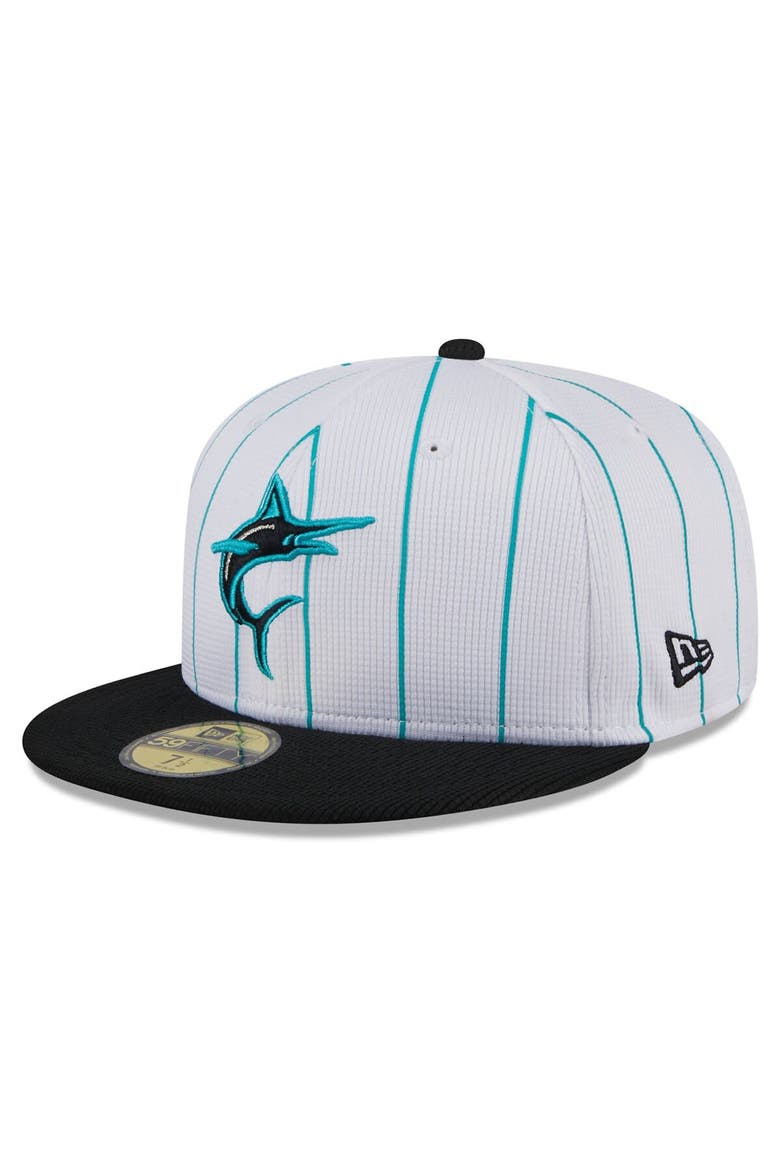 Men's New Era  White Miami Marlins 2024 Batting Practice 59FIFTY Fitted Hat, Alternate, color, White