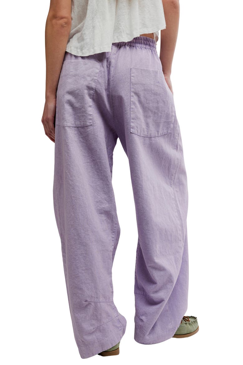 Chambers Drawstring Linen & Cotton Pants, Alternate, color, ORCHID HUSH