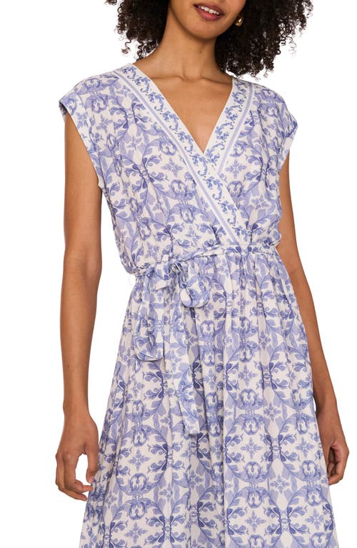 Vince Camuto Surplice Neck Tie Belt Midi Dress In Navy Dream