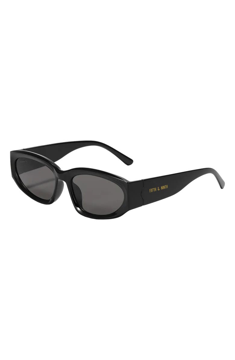 Fifth & Ninth Shea 59mm Polarized Gradient Oval Sunglasses, Alternate, color, Black/ Black