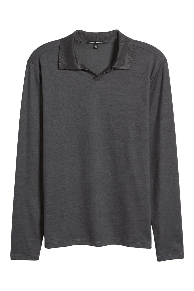 Adison Long Sleeve Johnny Collar Polo, Alternate, color, CHARCOAL
